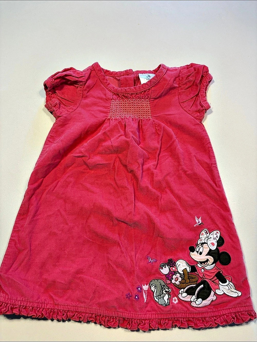 Disney Baby Pink Corduroy Dress with Minnie Mouse Appliqué